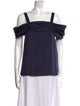 Tibi Square Neckline Short Sleeve Blouse