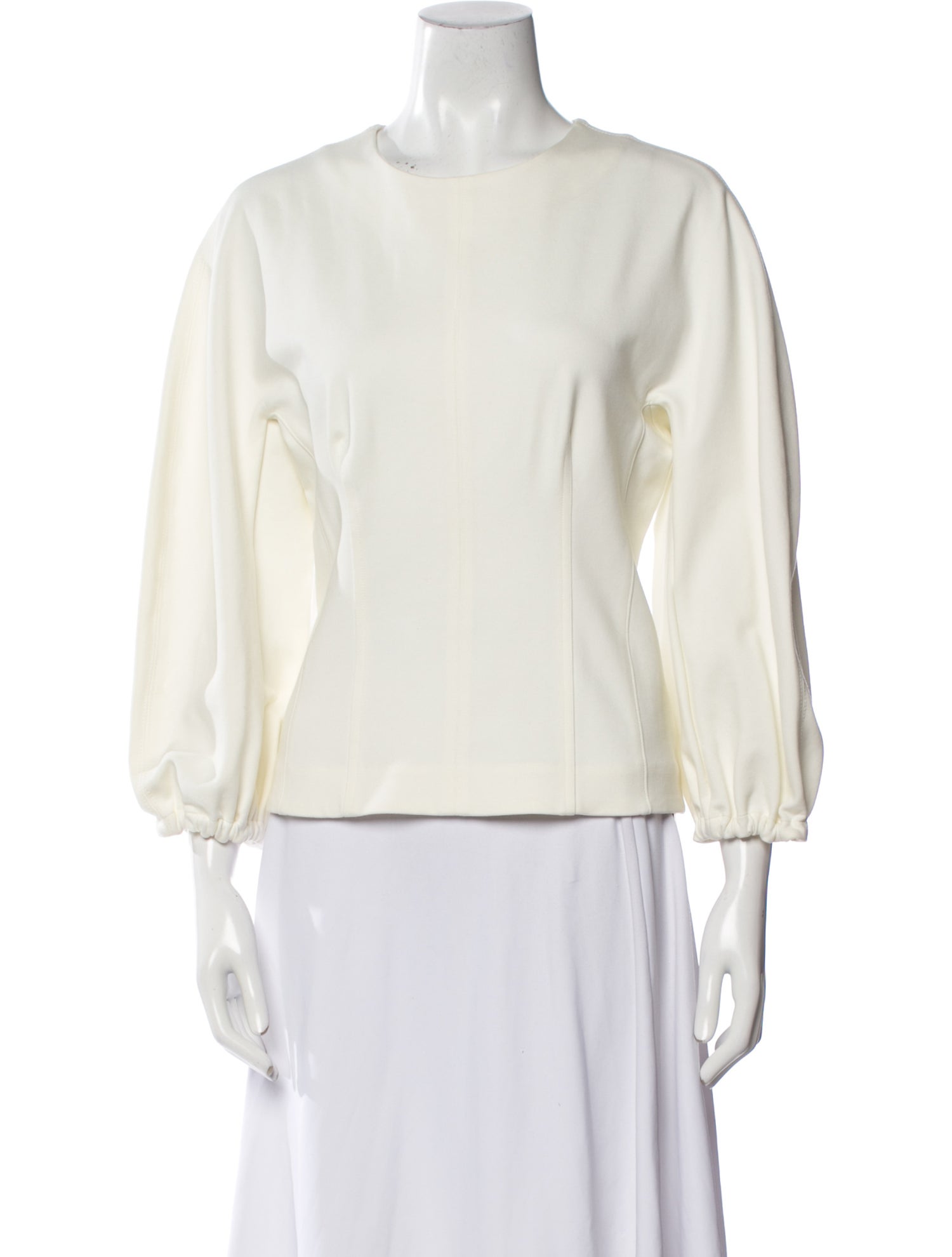 Tibi Crew Neck Three-Quarter Sleeve Top