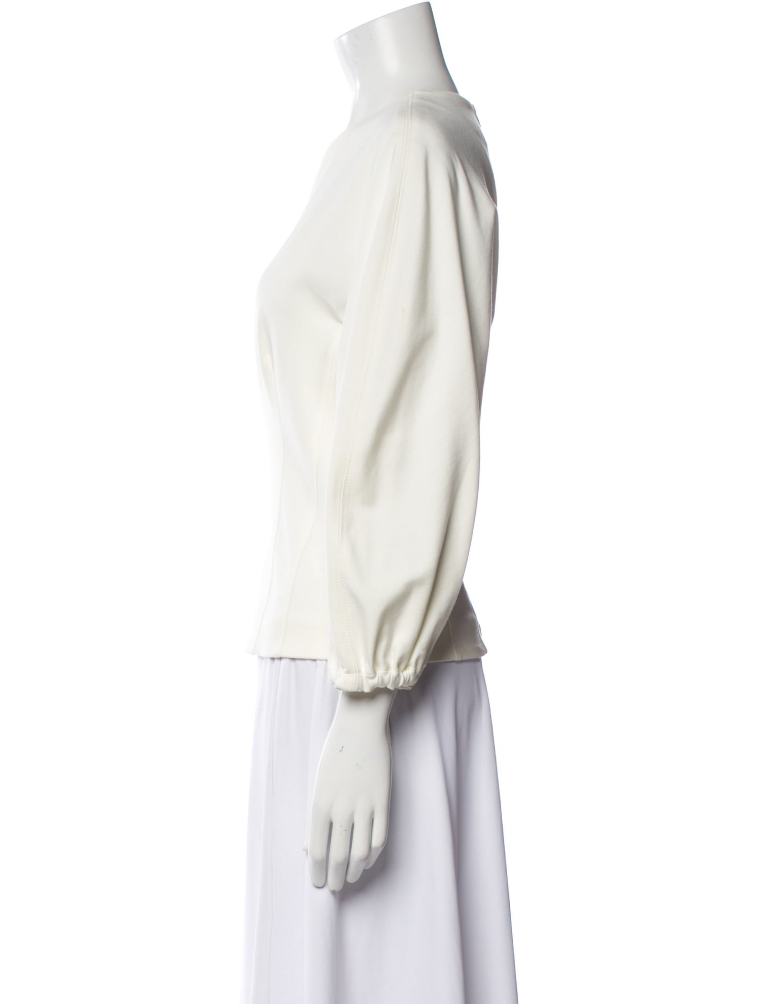 Tibi Crew Neck Three-Quarter Sleeve Top