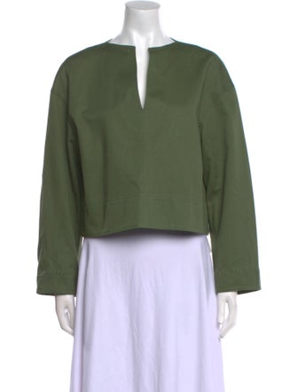 Tibi V-Neck Long Sleeve Crop Top