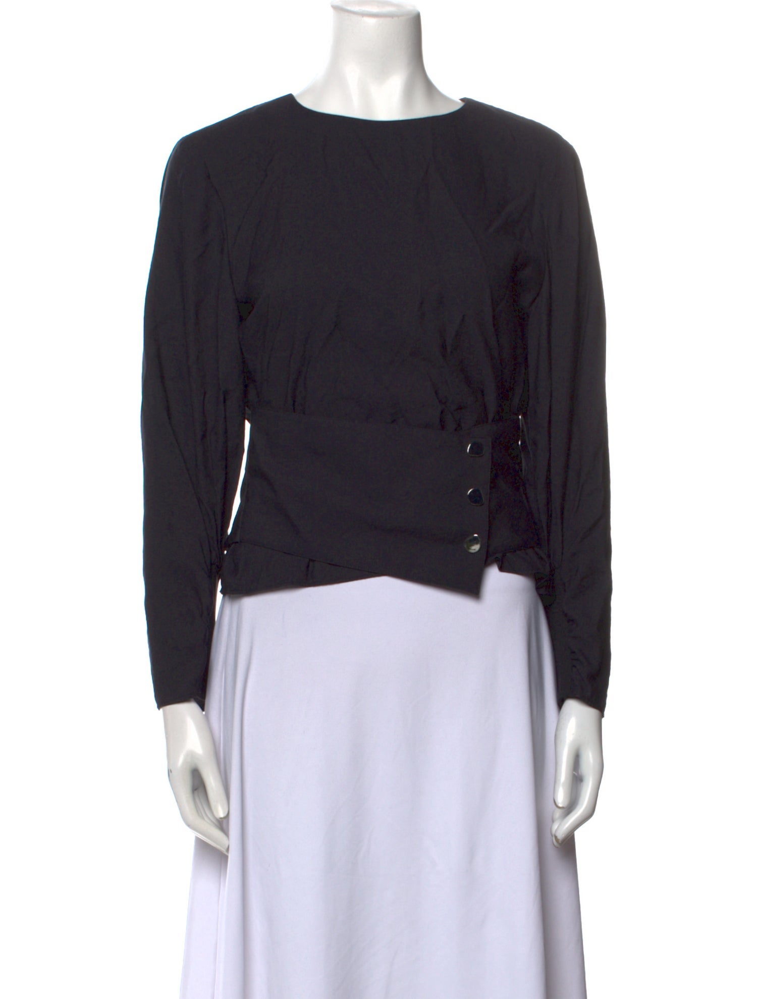 Tibi Bateau Neckline Long Sleeve Crop Top