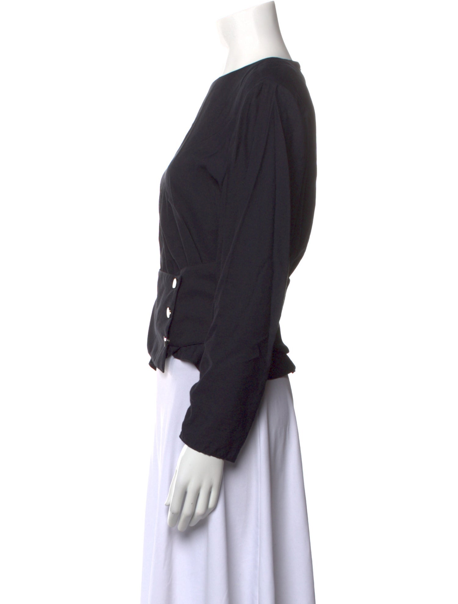 Tibi Bateau Neckline Long Sleeve Crop Top