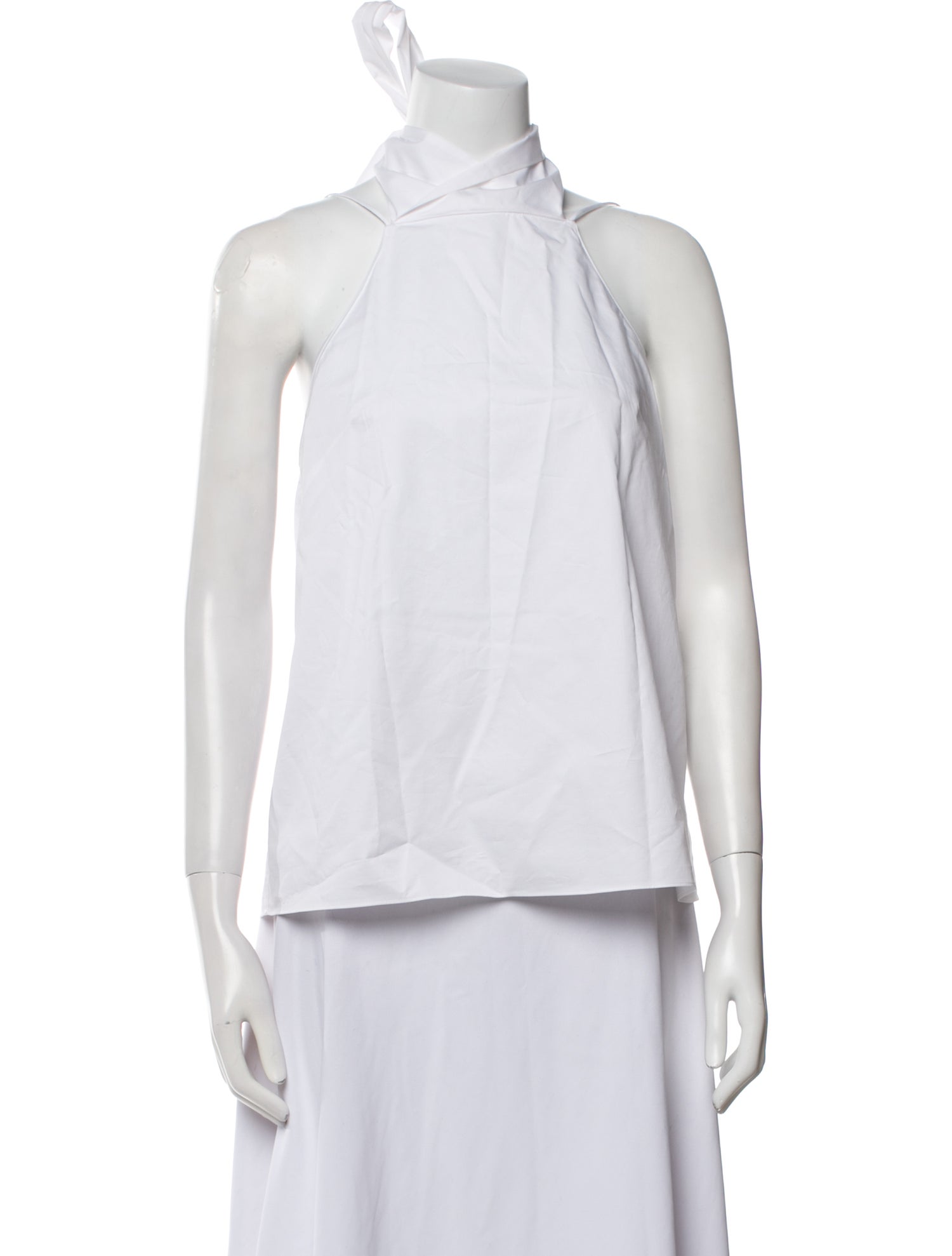 Tibi Halterneck Sleeveless Button-Up Top