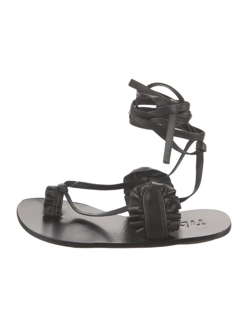 Tibi Suede Ruffle Embellishment Gladiator Sandals