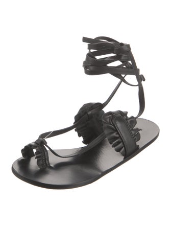 Tibi Suede Ruffle Embellishment Gladiator Sandals