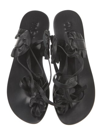 Tibi Suede Ruffle Embellishment Gladiator Sandals