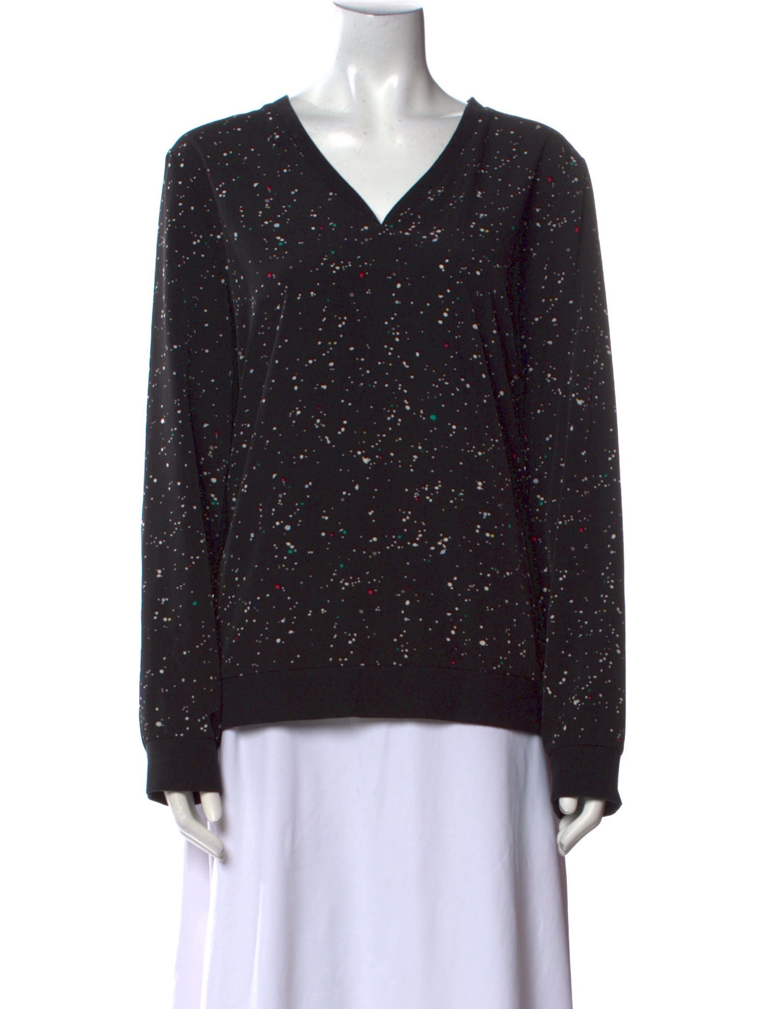 Tibi V-Neck Long Sleeve Sweatshirt