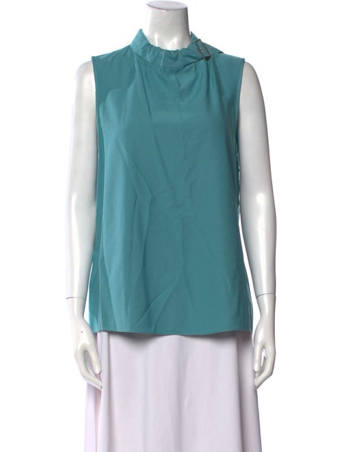 Tibi Mock Neck Sleeveless Blouse