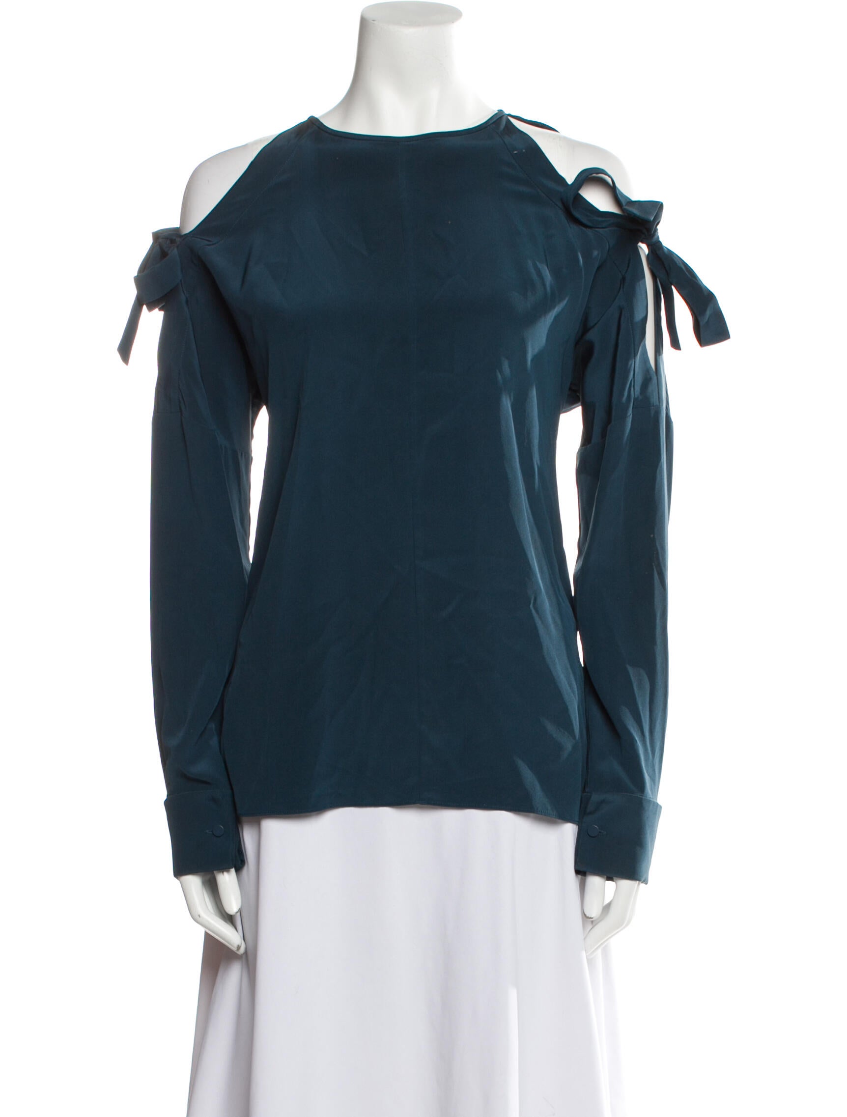 Tibi Silk Bateau Neckline Blouse