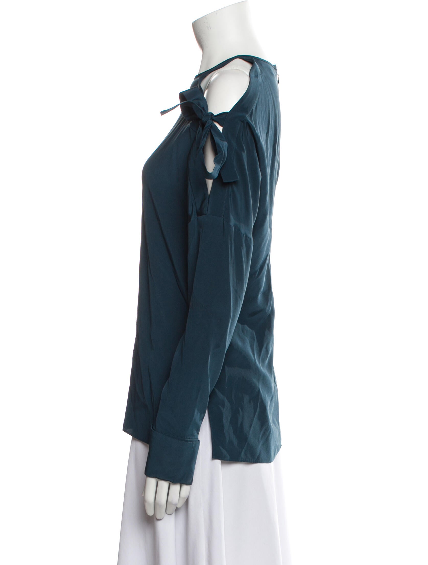 Tibi Silk Bateau Neckline Blouse