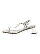 Tibi Embossed Leather Animal Print T-Strap Sandals
