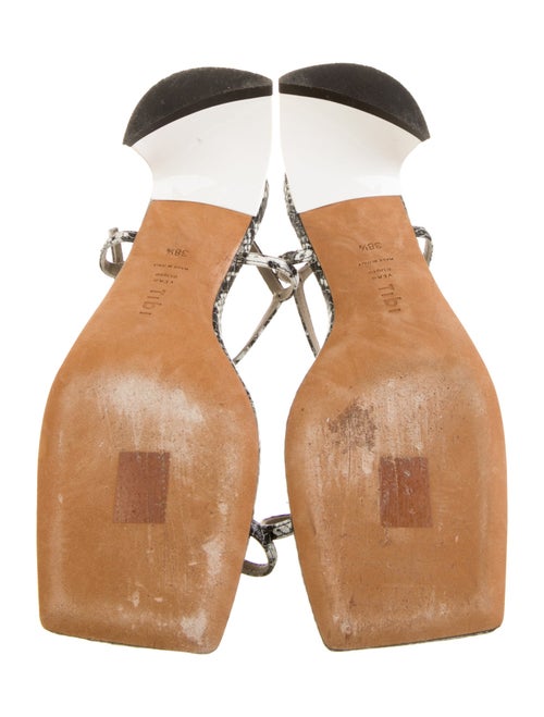 Tibi Embossed Leather Animal Print T-Strap Sandals