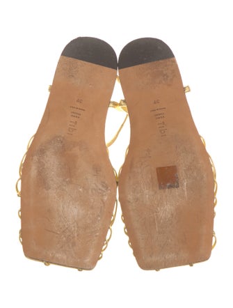 Tibi Leather T-Strap Sandals