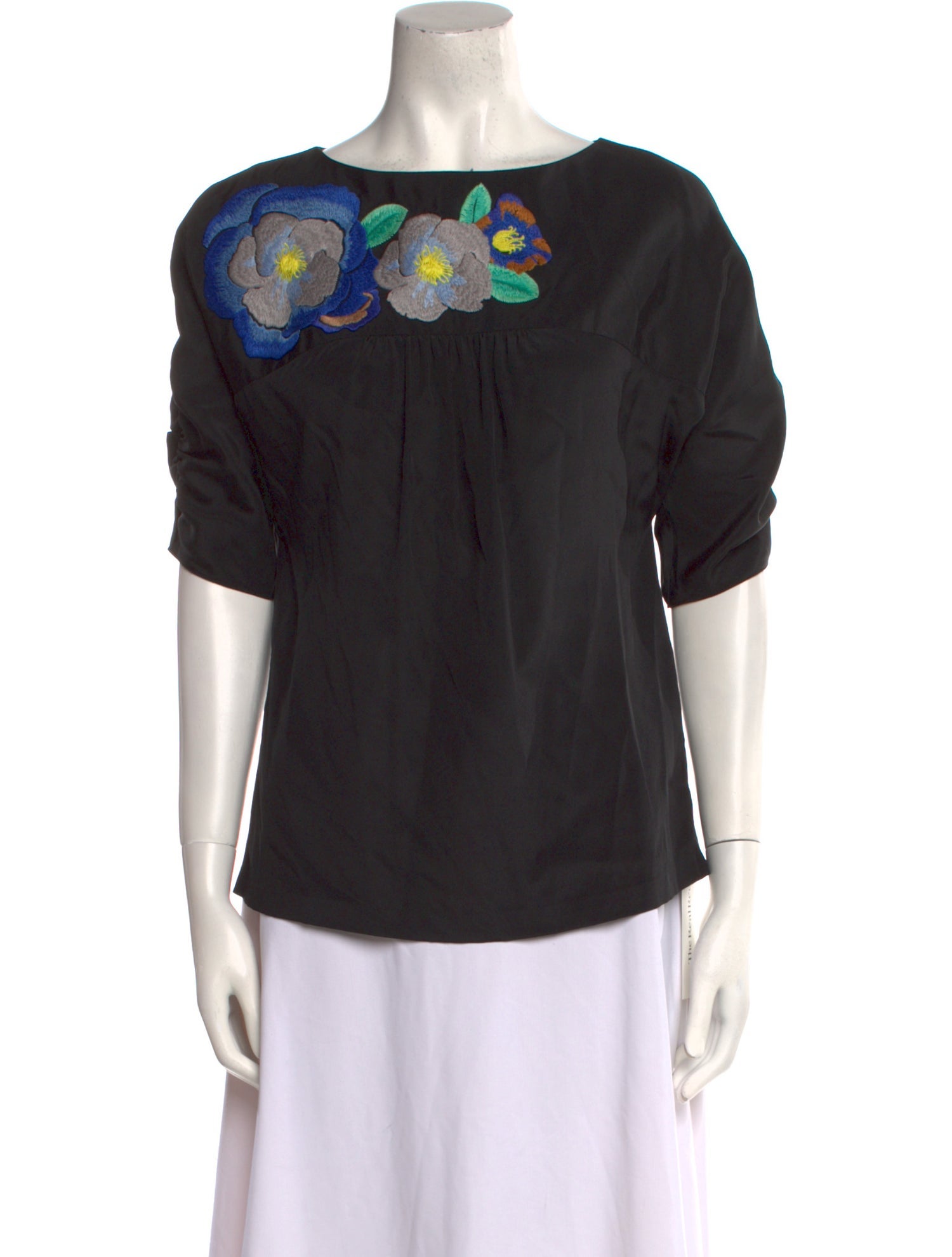 Tibi Silk Bateau Neckline Blouse