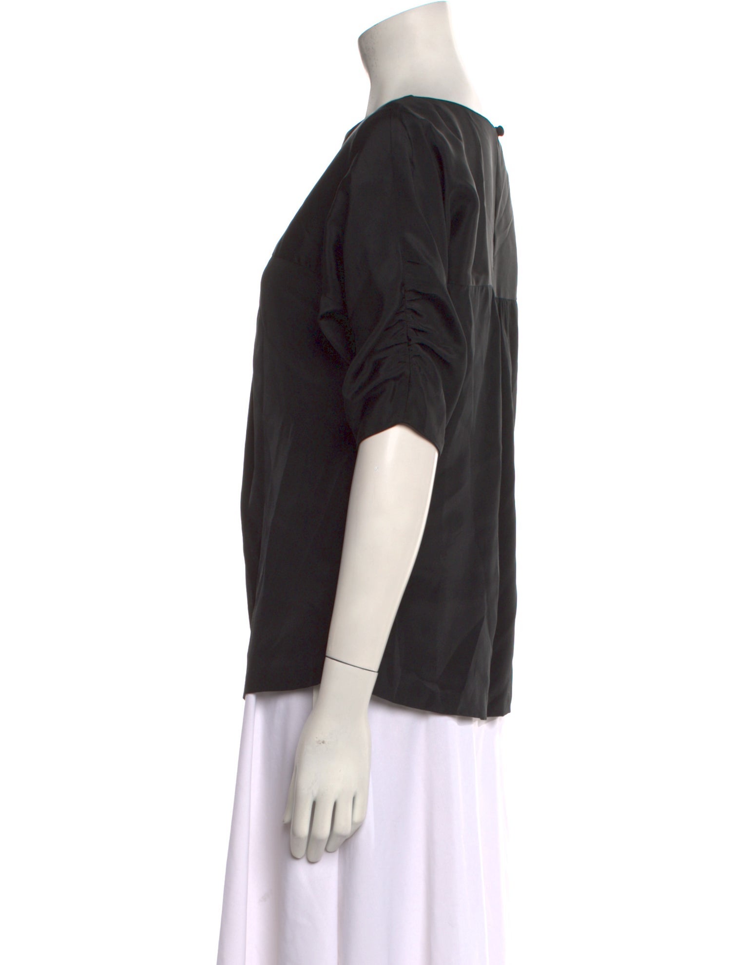 Tibi Silk Bateau Neckline Blouse