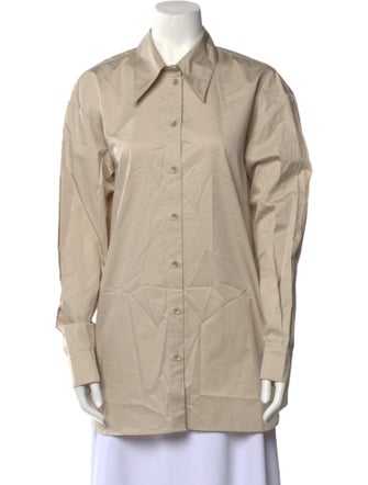 Tibi Long Sleeve Button-Up Top