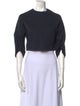 Tibi Crew Neck Three-Quarter Sleeve Crop Top