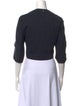 Tibi Crew Neck Three-Quarter Sleeve Crop Top