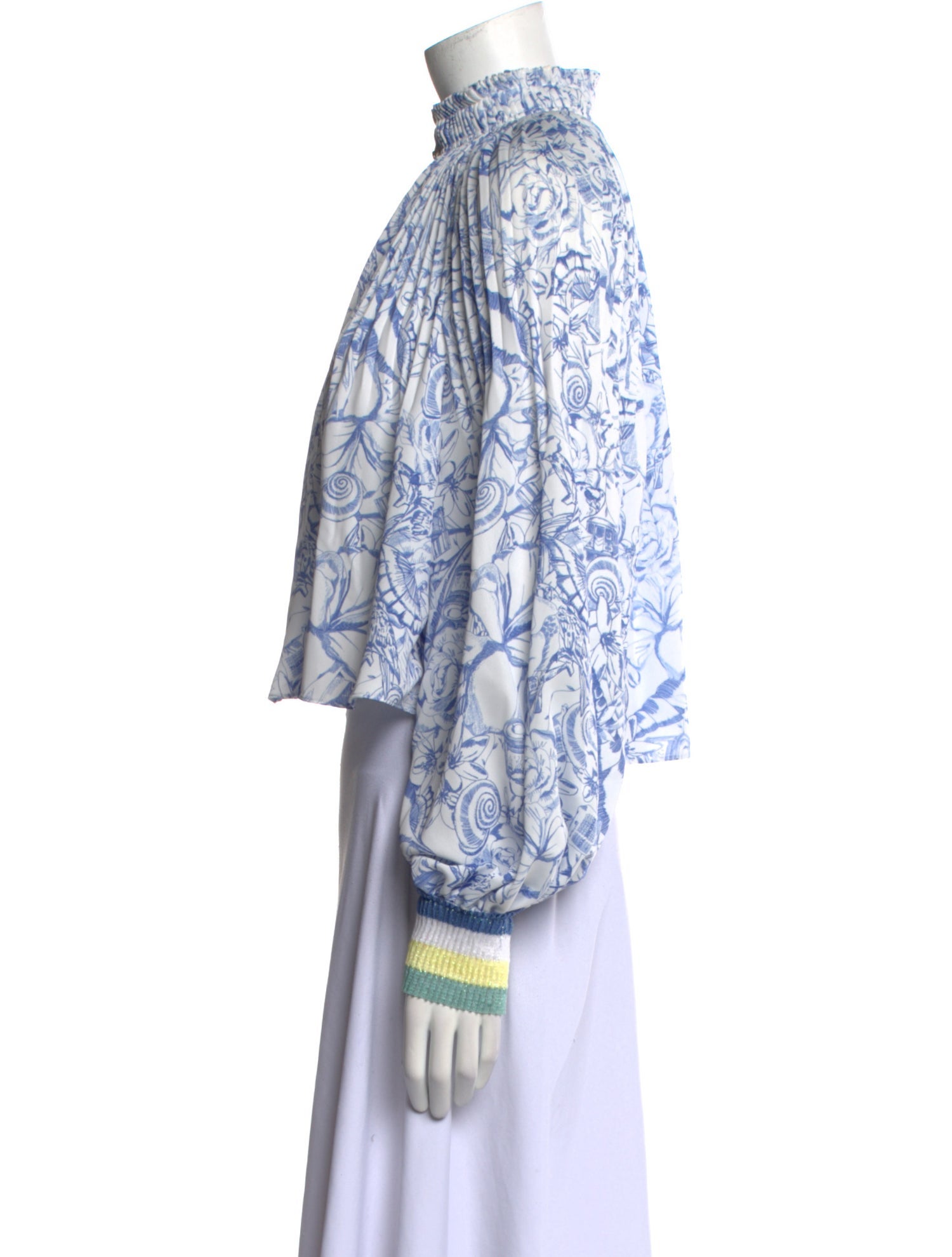 Tibi Paisley Print Mock Neck Crop Top