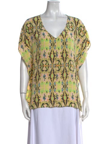Tibi Tops Silk Printed Blouse M