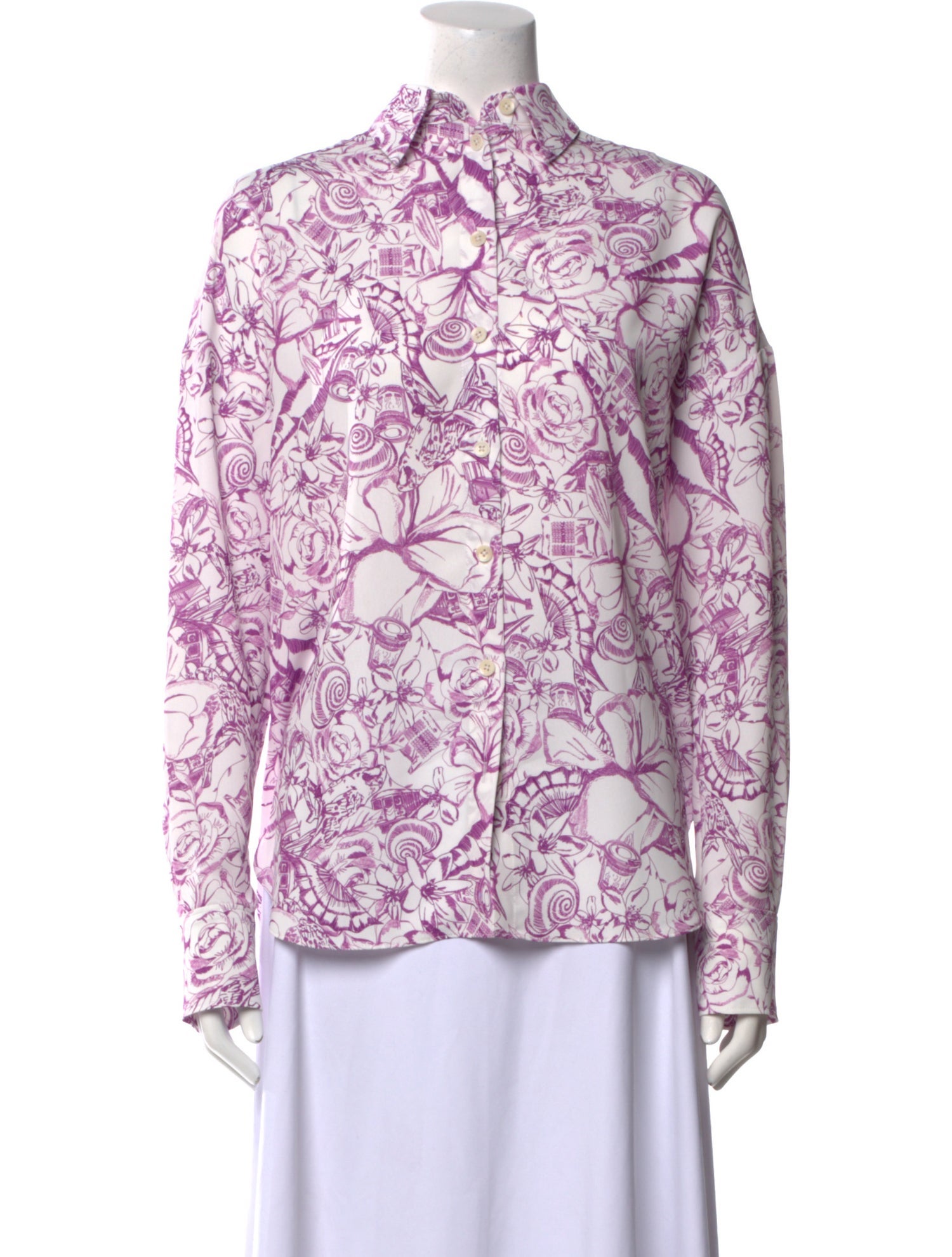 Tibi Floral Print Mock Neck Blouse
