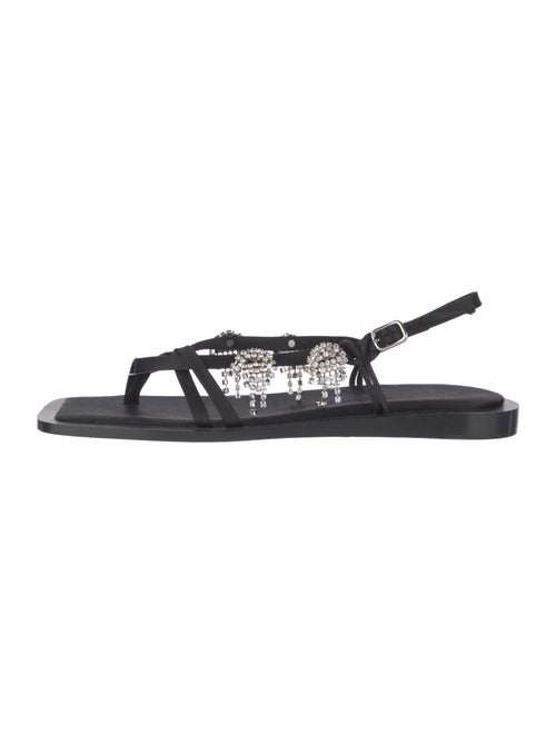 Tibi Satin Crystal Embellishments Slingback Sandals