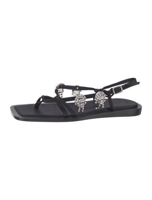 Tibi Satin Crystal Embellishments Slingback Sandals