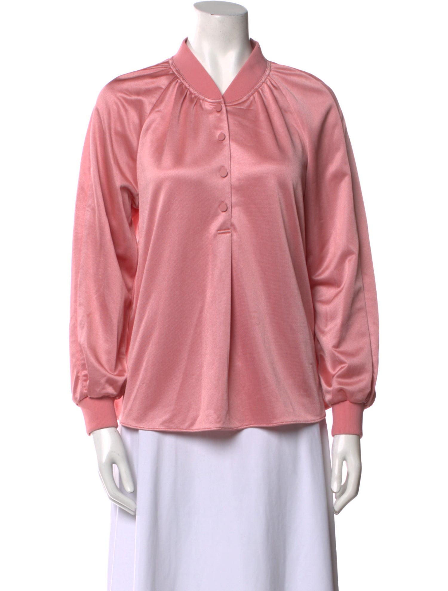 Tibi Mock Neck Long Sleeve Blouse