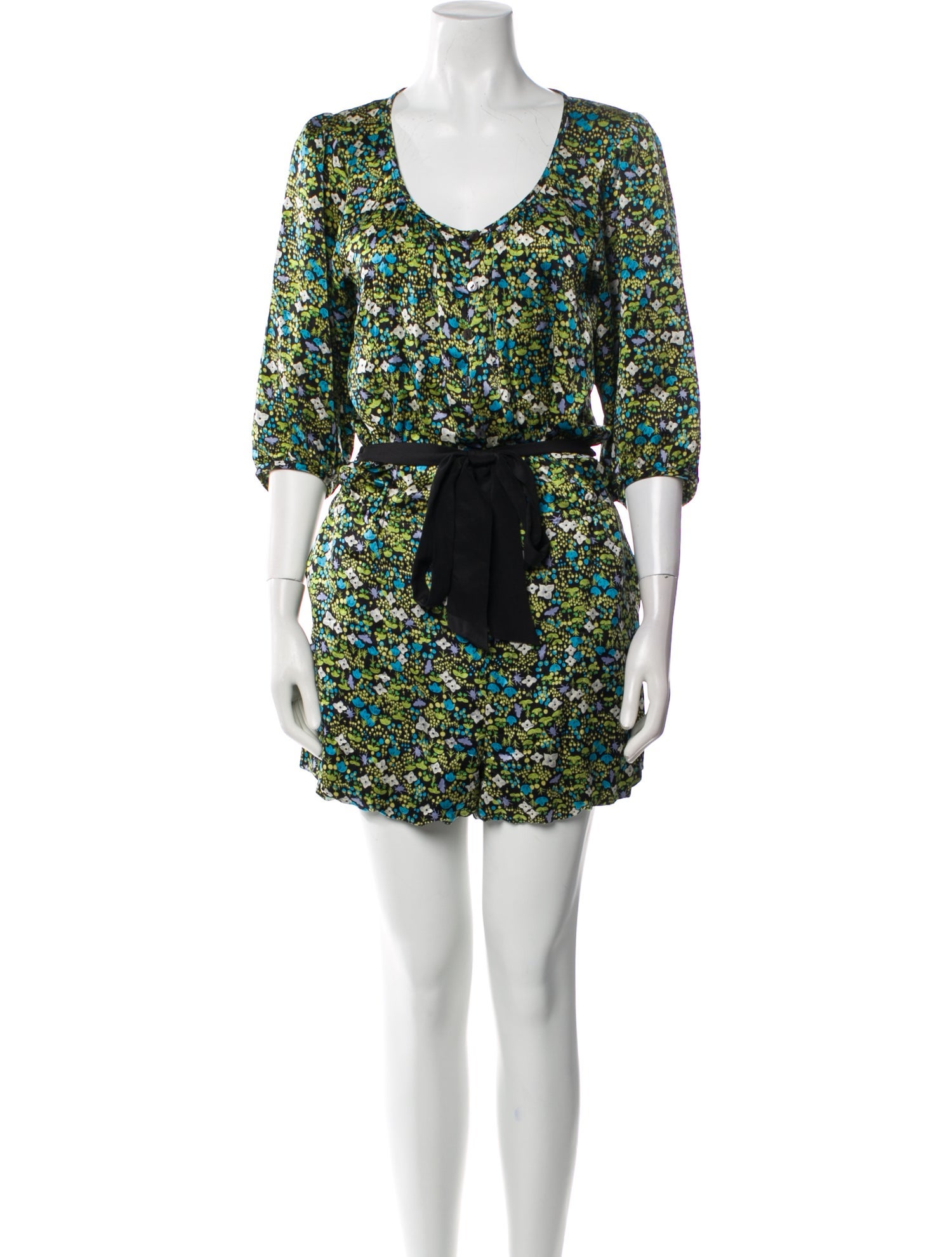 Tibi Silk Floral Print Romper