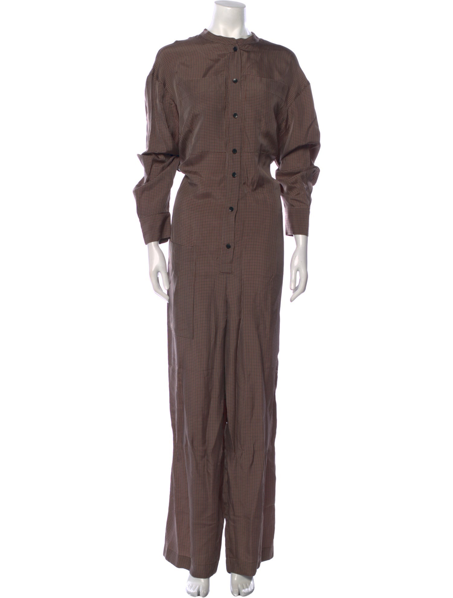 Tibi Plaid Print Mock Neck Jumpsuit