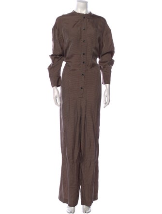 Tibi Plaid Print Mock Neck Jumpsuit
