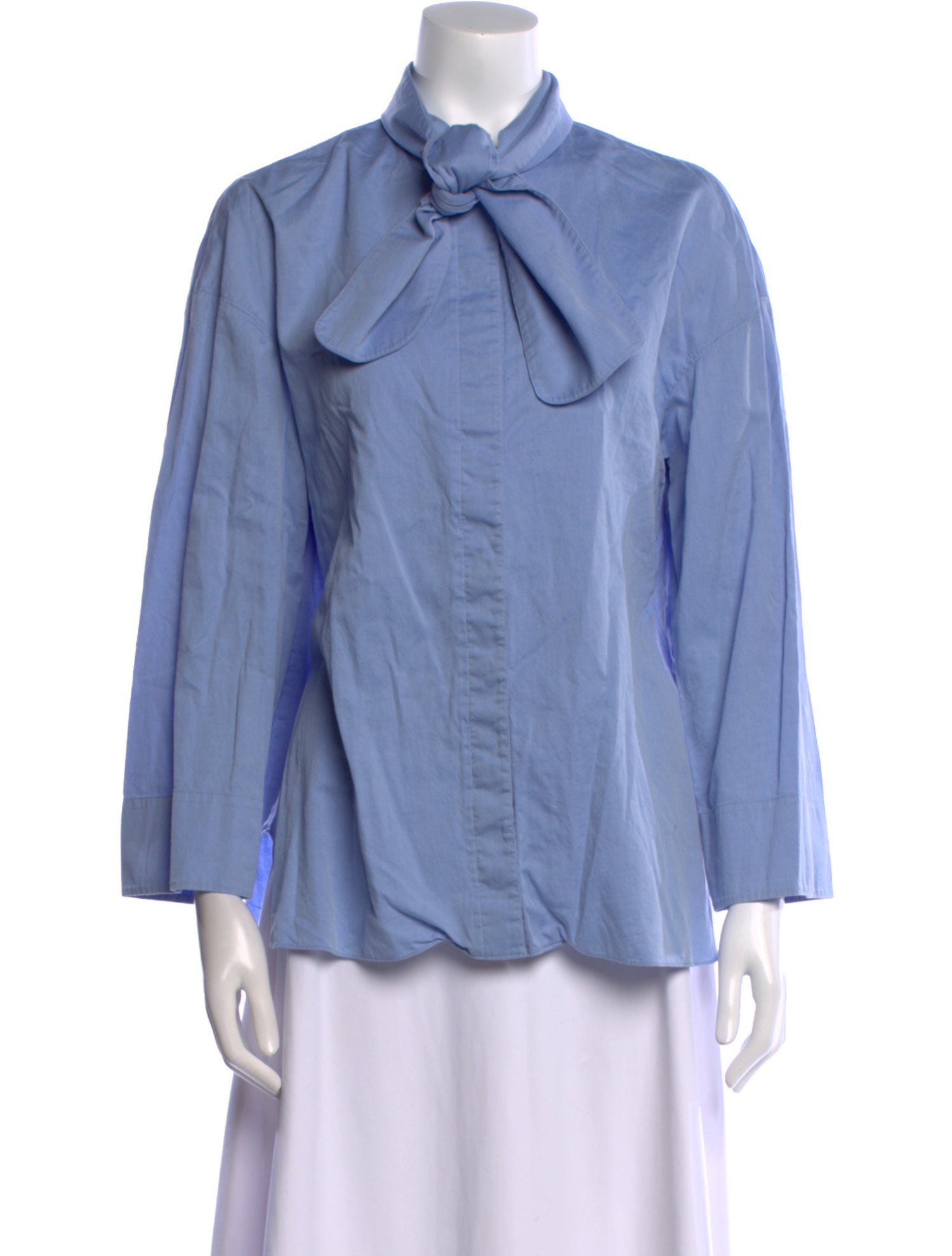 Tibi Tie Neck Long Sleeve Button-Up Top