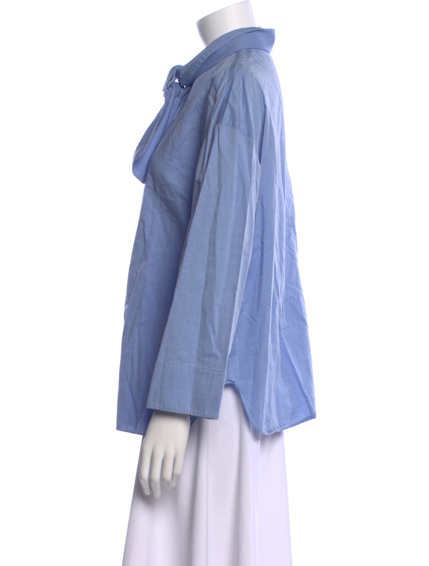 Tibi Tie Neck Long Sleeve Button-Up Top