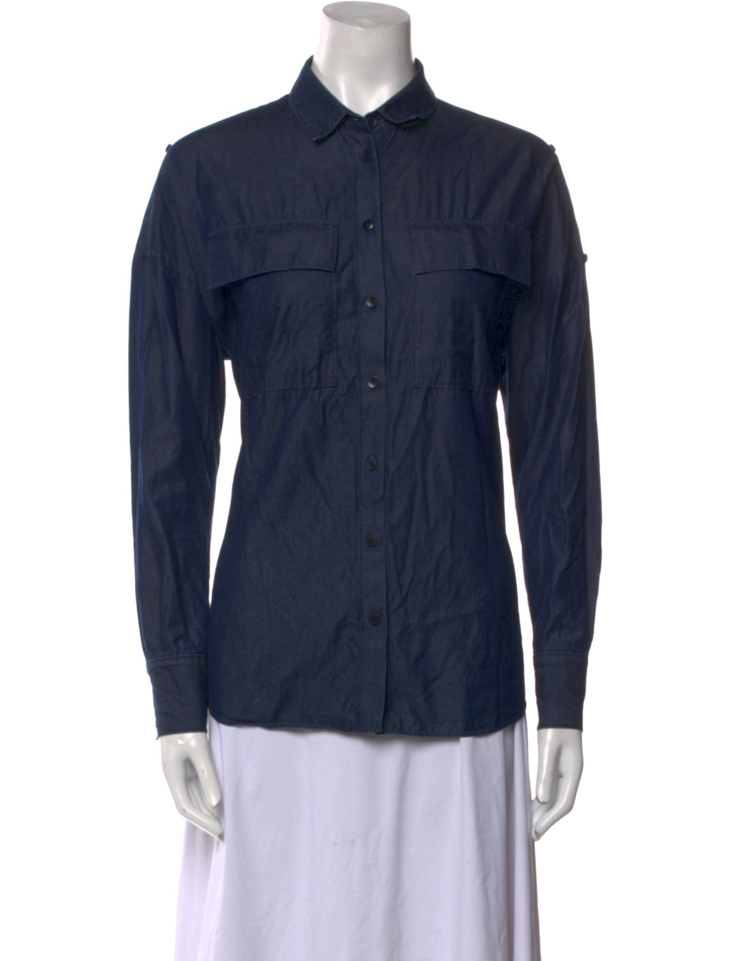 Tibi Long Sleeve Button-Up Top