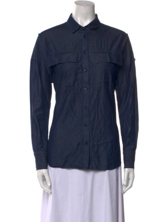 Tibi Long Sleeve Button-Up Top