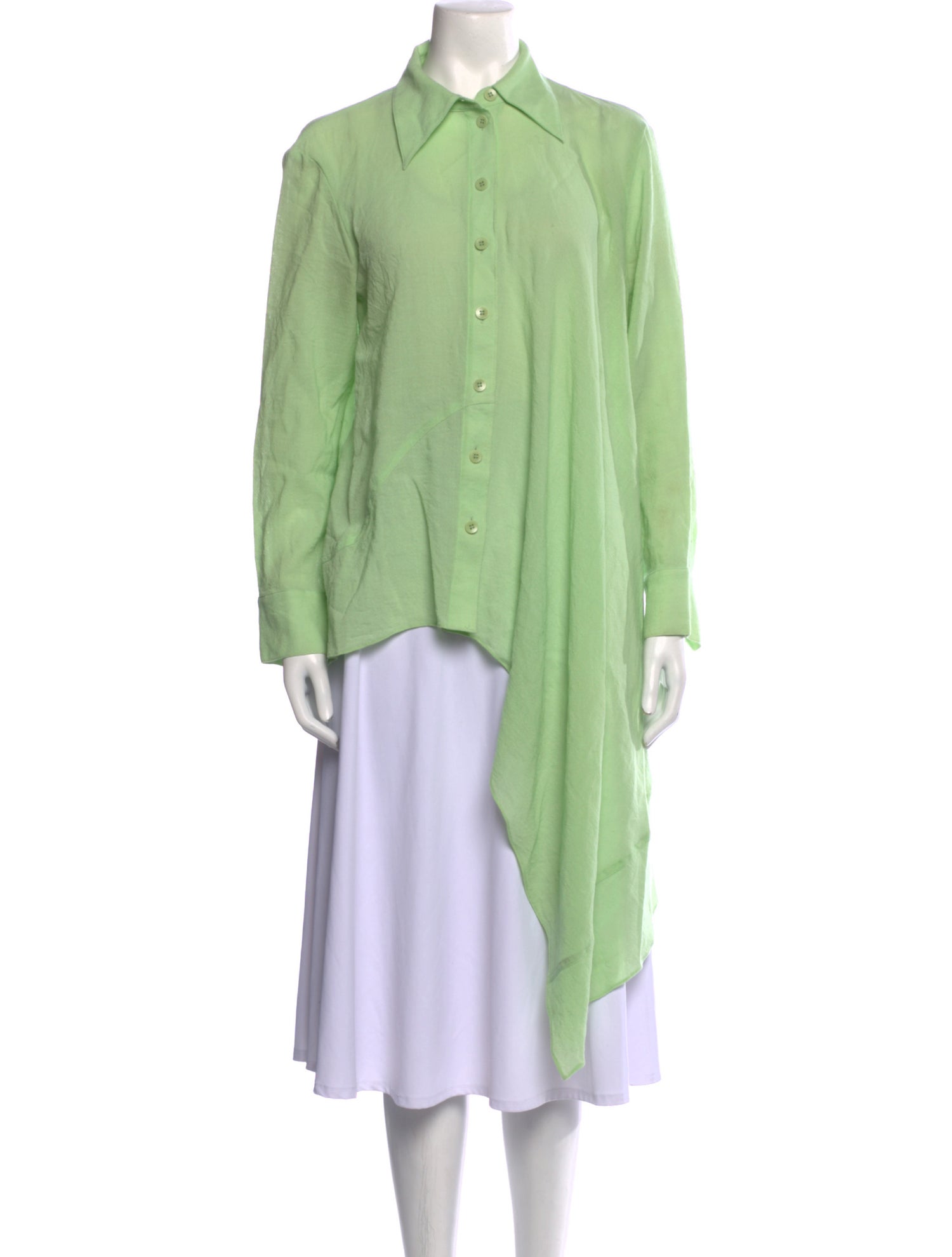 Tibi Wool Long Sleeve Button-Up Top