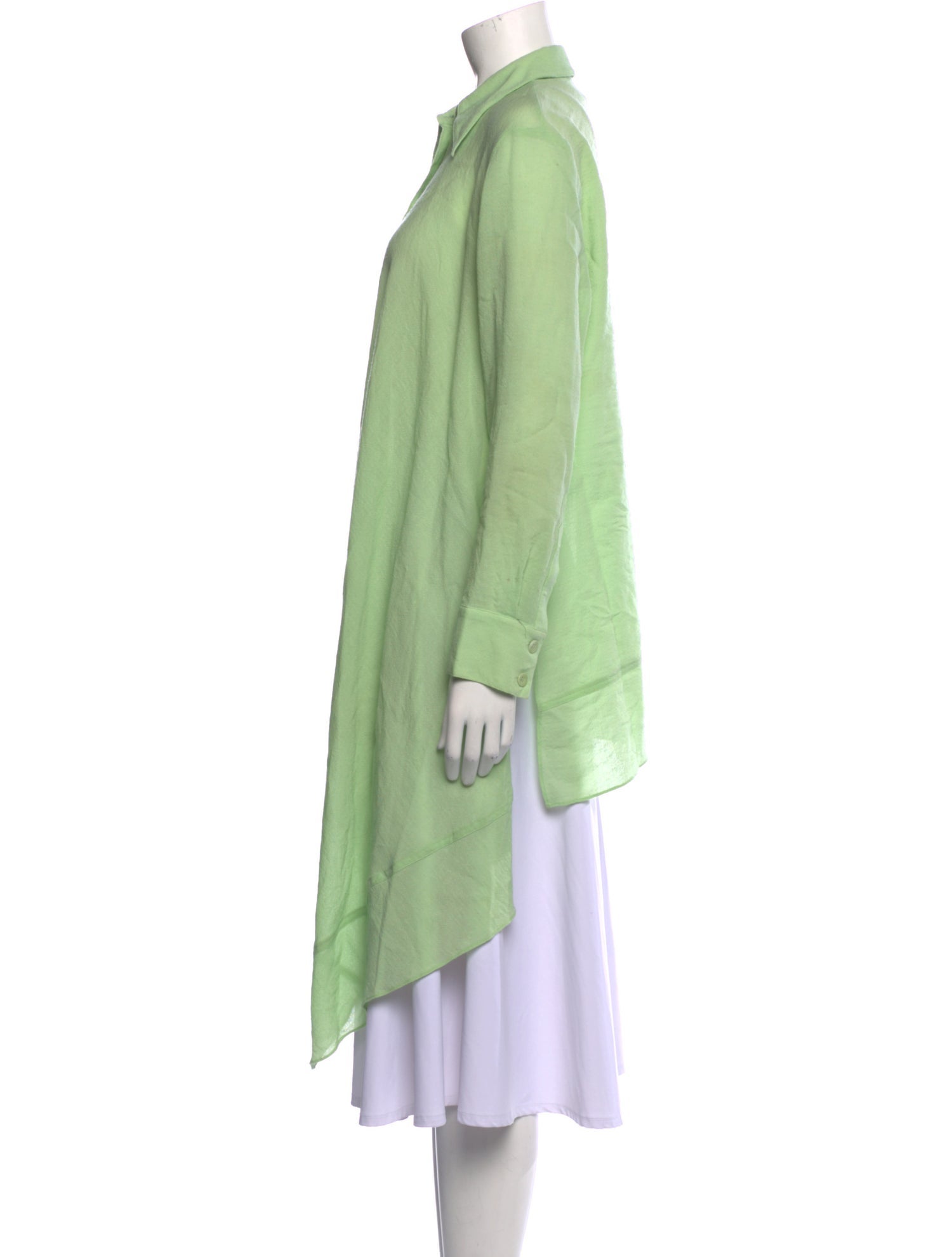 Tibi Wool Long Sleeve Button-Up Top