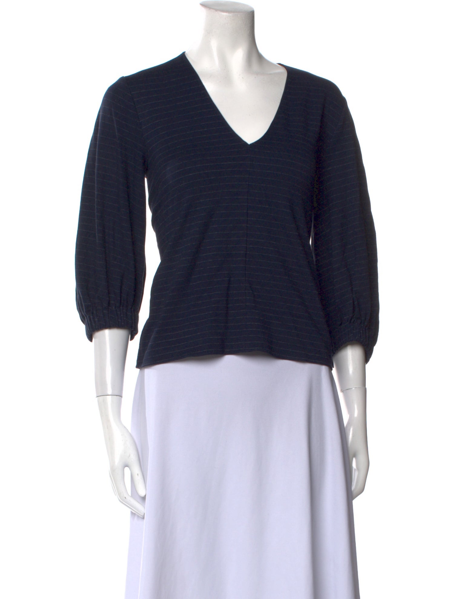 Tibi V-Neck Three-Quarter Sleeve Crop Top