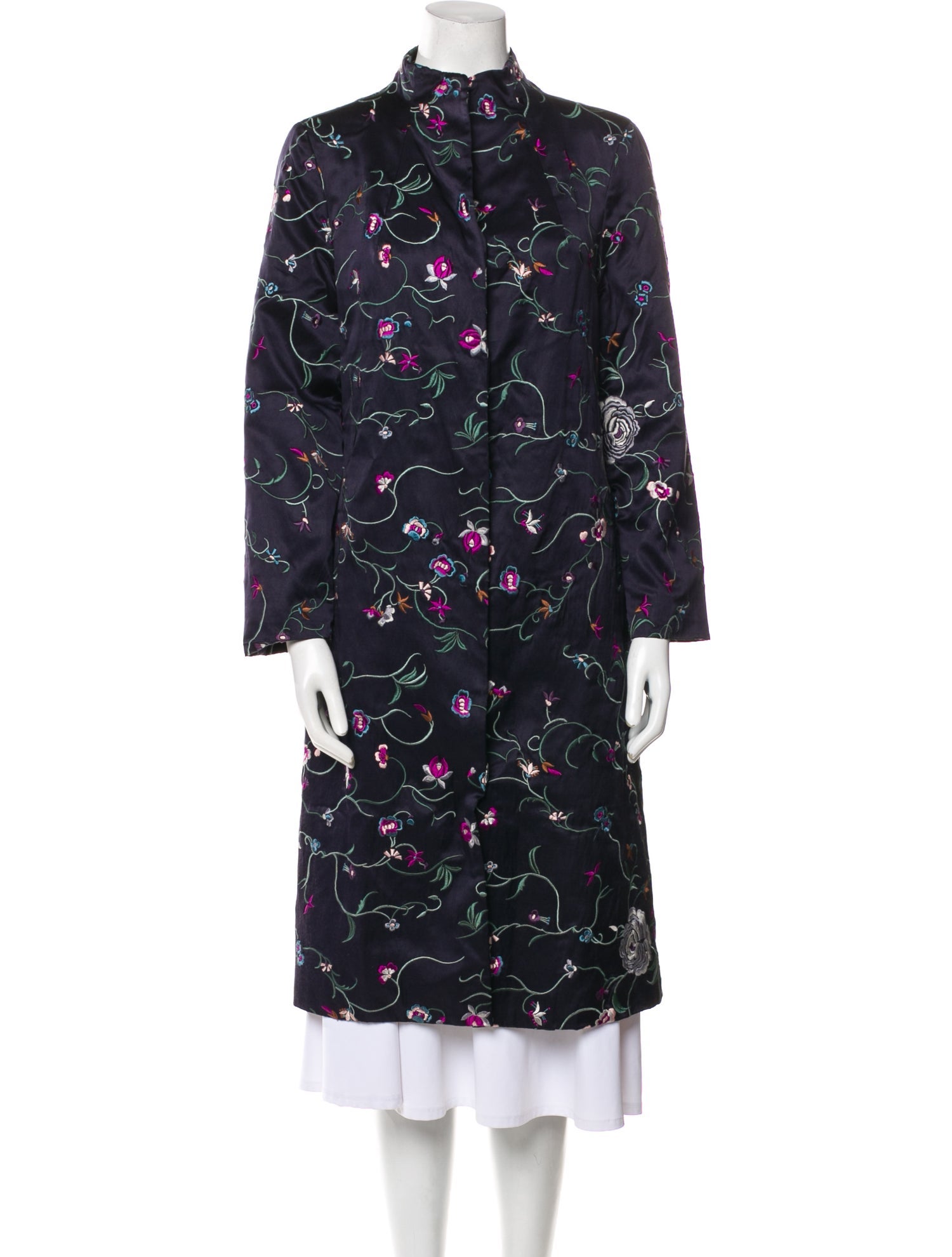 Tibi Silk Floral Print Trench Coat