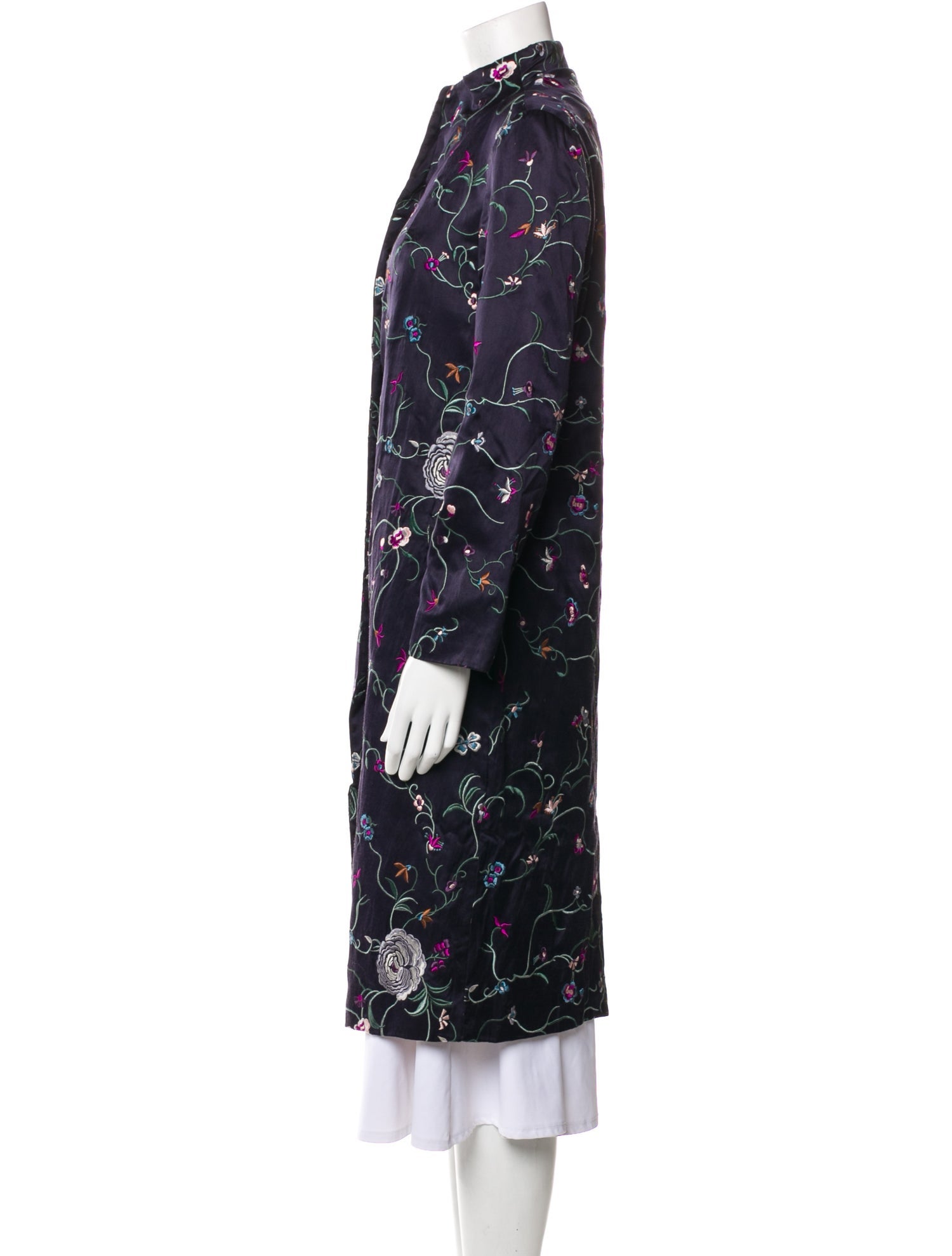 Tibi Silk Floral Print Trench Coat