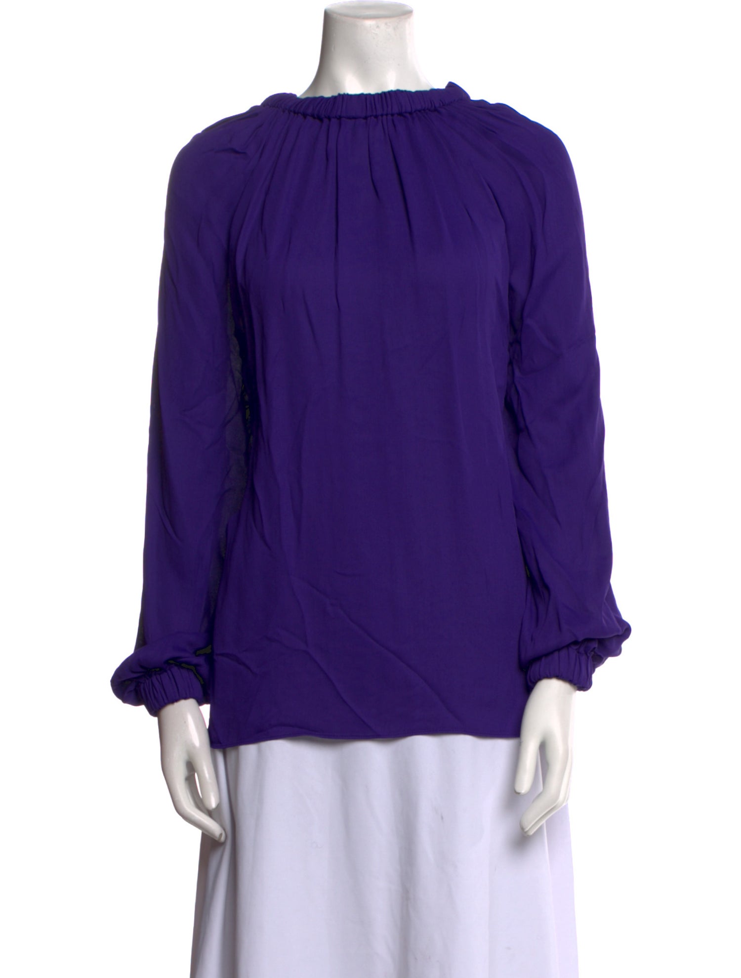 Tibi Mock Neck Long Sleeve Blouse