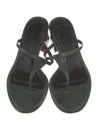 Tibi Leather T-Strap Sandals