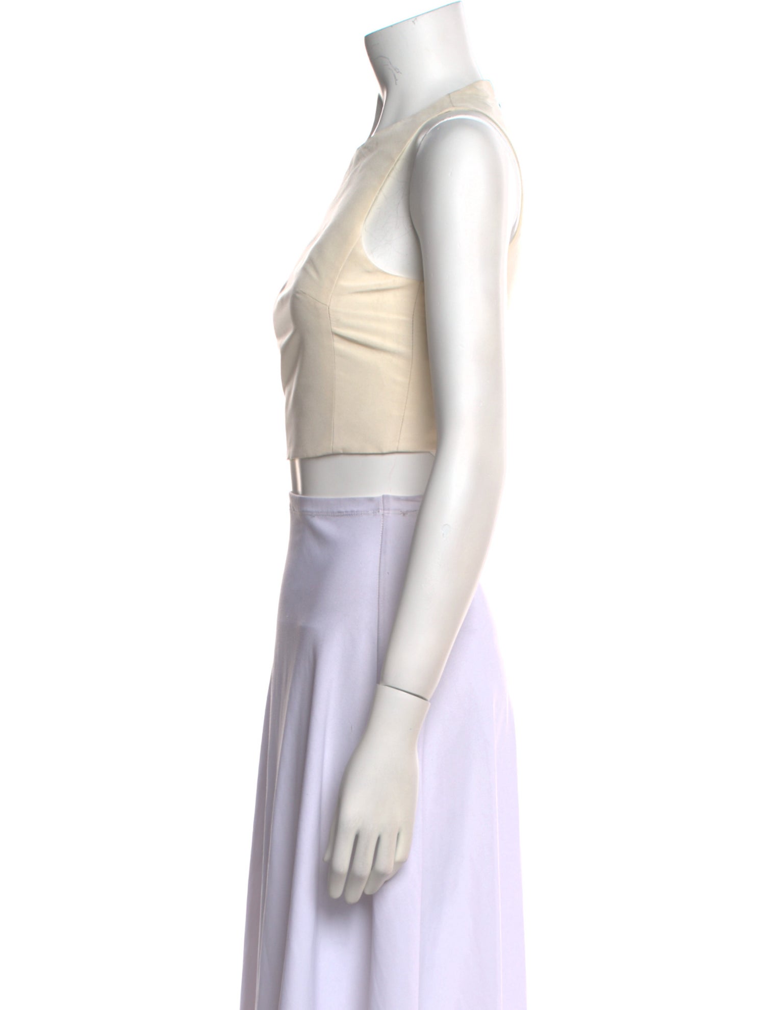 Tibi Silk Crew Neck Crop Top