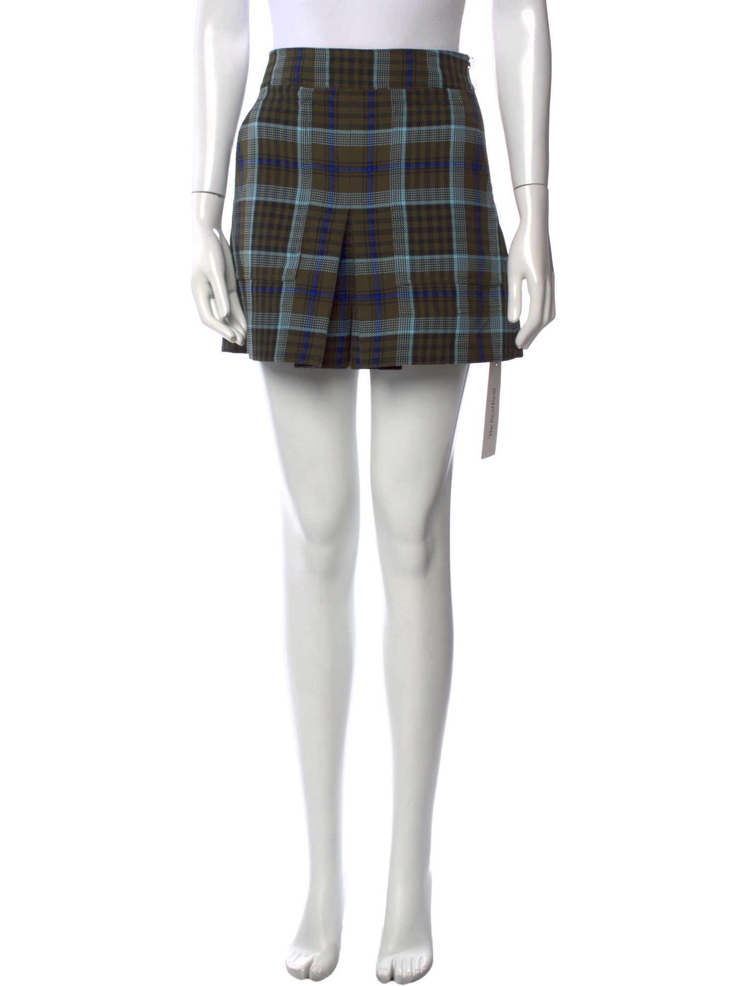 Tibi Plaid Print Mini Shorts