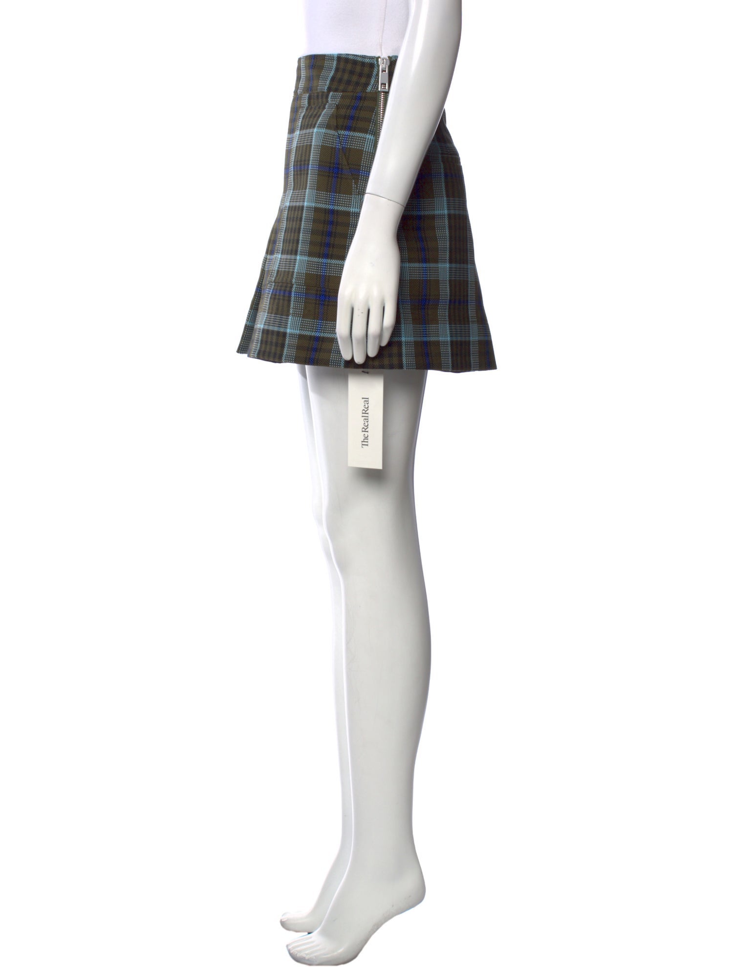 Tibi Plaid Print Mini Shorts