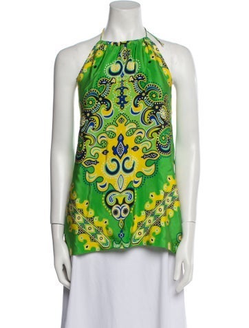 Tibi Tops Silk Printed Blouse L