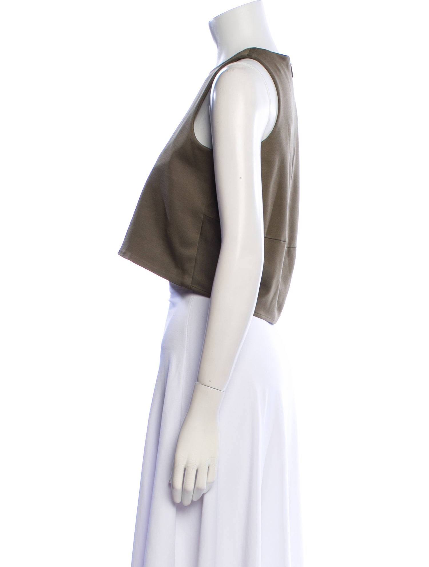 Tibi Crew Neck Sleeveless Crop Top