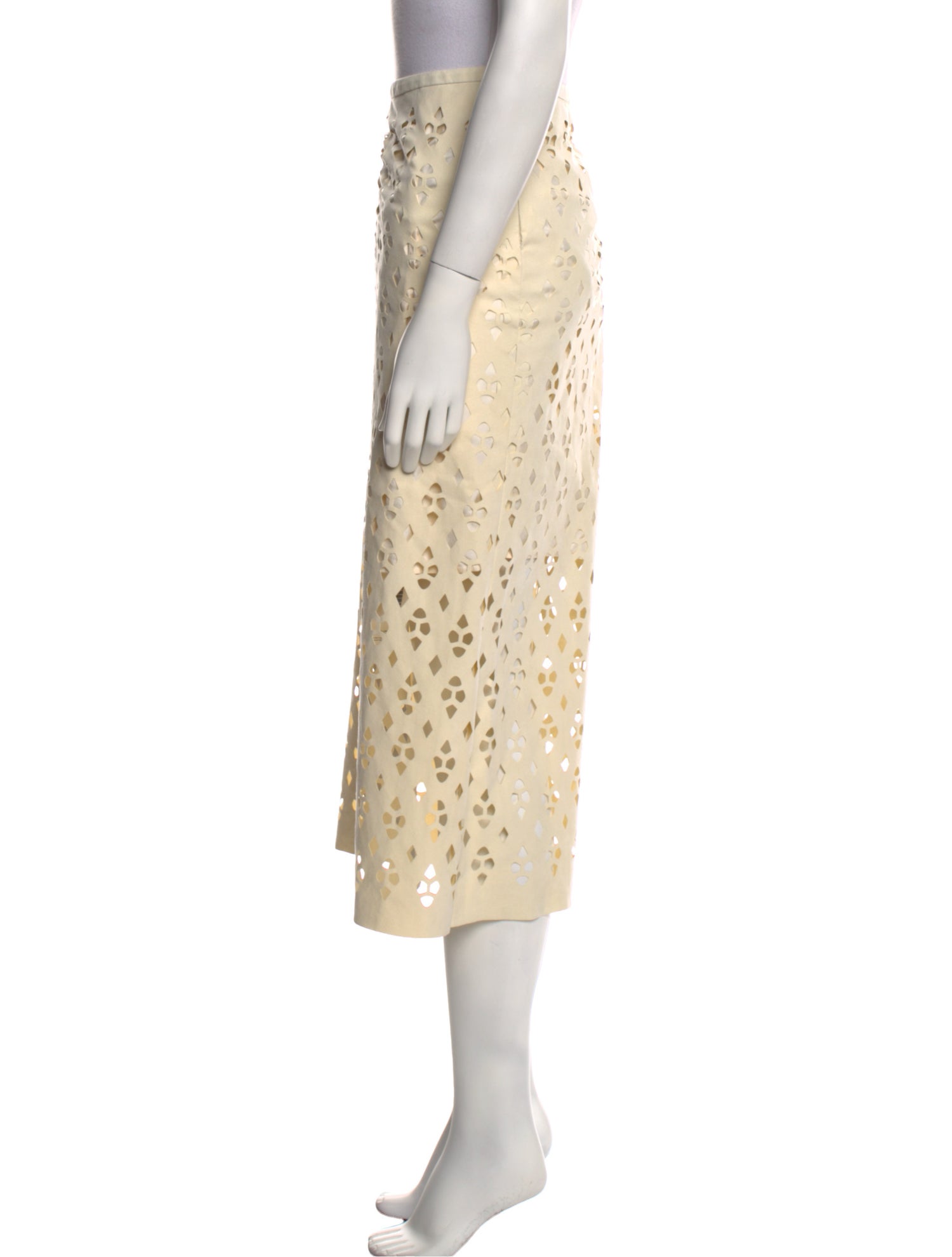 Tibi Eyelet Trim Midi Length Skirt