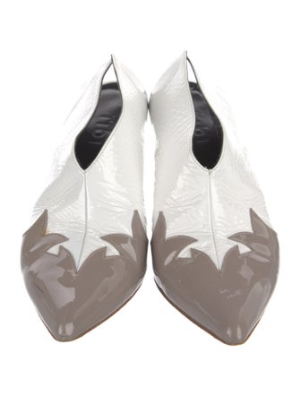 Tibi Patent Leather Colorblock Pattern Mules