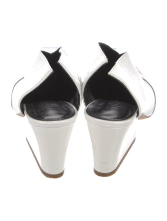 Tibi Patent Leather Colorblock Pattern Mules